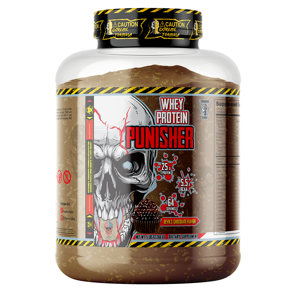 PUNISHER Whey Protein - 100% Pure Whey Protein Powder For Muscle Gain Terror Labz PUNISHER Whey Protein - 100% Pure Whey Protein Powder For Muscle Gain Terror Labz